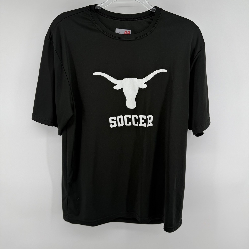 A4‎ Adult L Black Soccer Longhorn Graphic T Shirt Tee